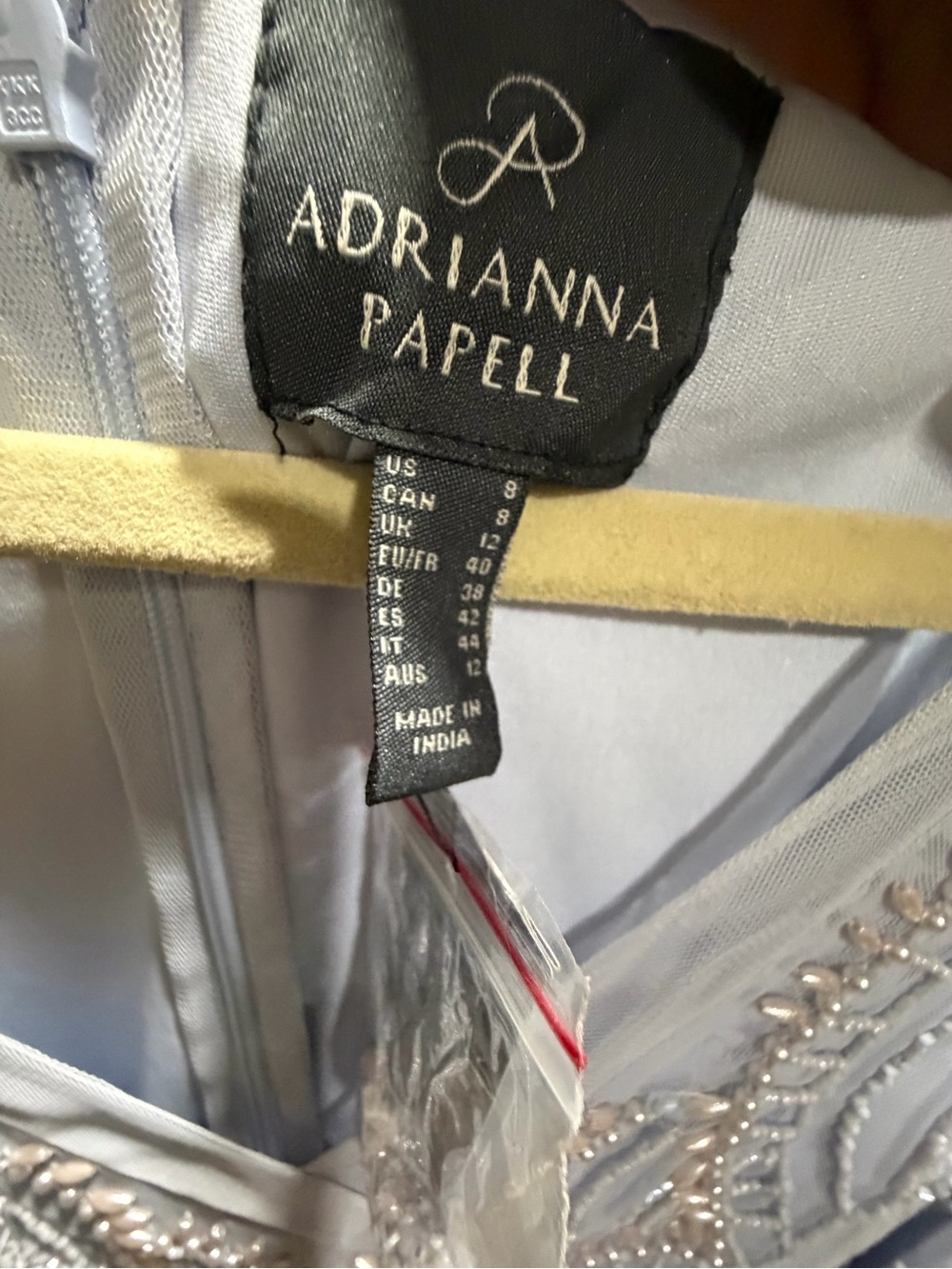 Adrianna Papell Silver-Gray Beaded Long Sleeve Gown - Picture 2 of 6